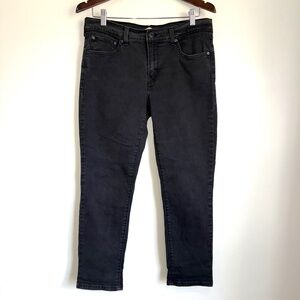 LEVI'S Womens 30 Black Boyfriend Mid-Rise Slim Straight Stretch Jeans QQ10